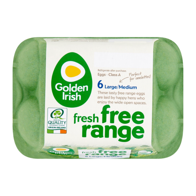 Golden Irish Free Range Medium/Large Eggs (6 Piece)