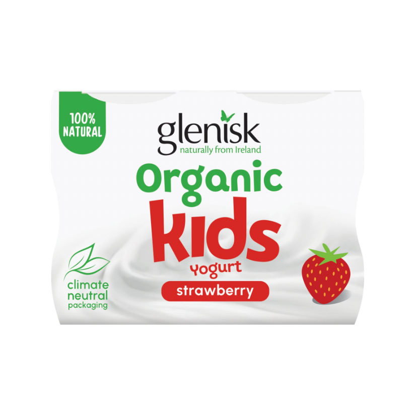 Glenisk Organic Kids Strawberry Yogurt 4 Pack (360 g)